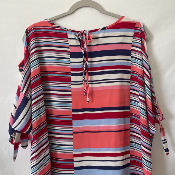 EST. 1946 Womens Multicolor Slit Sleeve Round Neck Striped Blouse Top Size XL - Picture 8 of 13